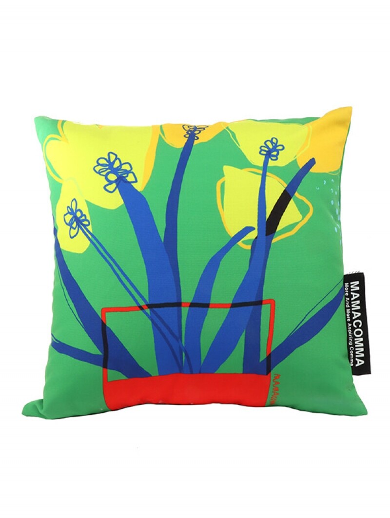 마마콤마 Flower Cushion (Green) MAMACOMMA