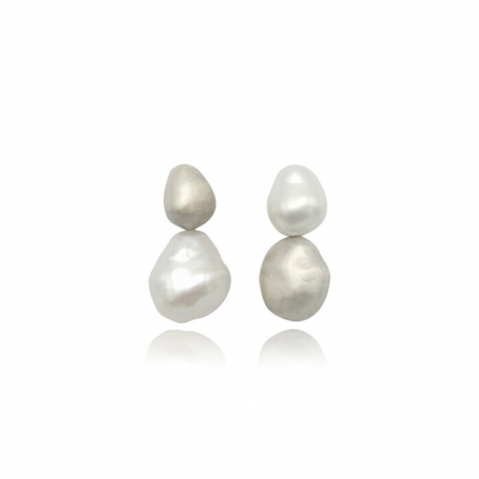 유아네이비 Irregular Pearl Silver Earring URNAVY